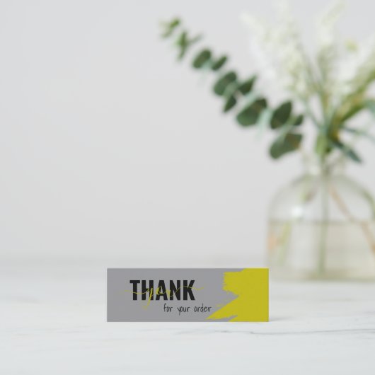 Modern Gray Yellow Scripte Vielen Dank Mini Visitenkarte (Stehend Vorderseite)