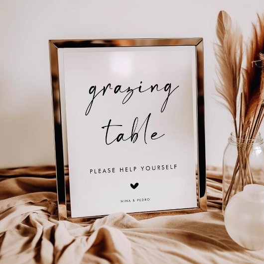Modern Grazing Table Sign for Wedding Poster