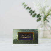 Modern grean leaf black and gold professional visitenkarte (Stehend Vorderseite)