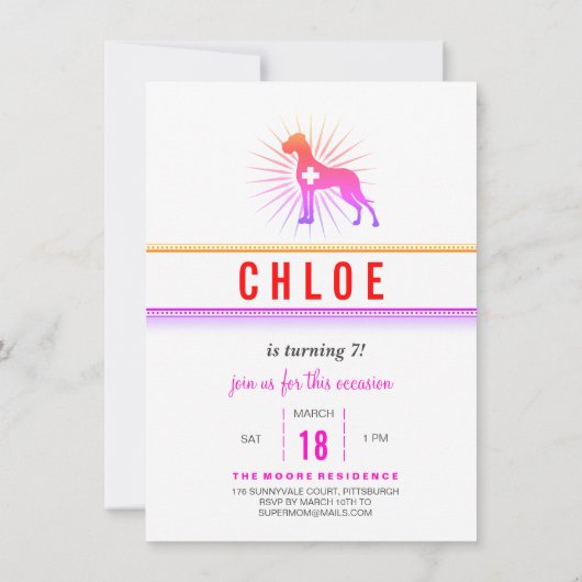 Modern Great Dane Einladung (Rückseite)