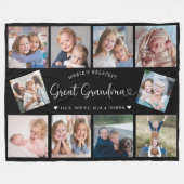 Modern Great Grandma 10 Photo Collage Cute Heart Fleecedecke (Vorderseite (Horizontal))