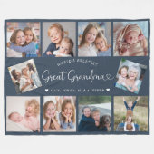 Modern Great Grandma 10 Photo Collage Cute Heart Fleecedecke (Vorderseite (Horizontal))
