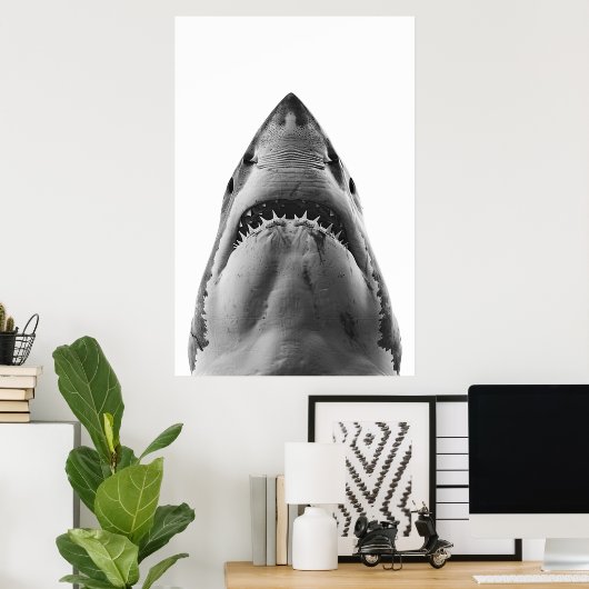 Modern Great White Shark Portrait Poster (Heimbüro)
