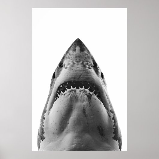 Modern Great White Shark Portrait Poster (Vorne)