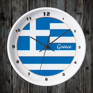 Modern Greek Flag, Greece trendy Home / design Runde Wanduhr