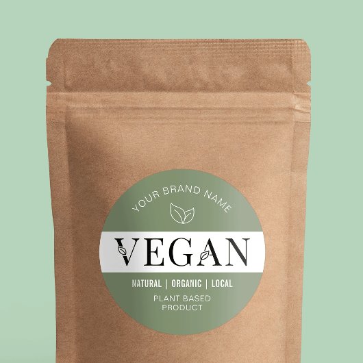 Modern Green 100% Vegan Product Label Runder Aufkleber