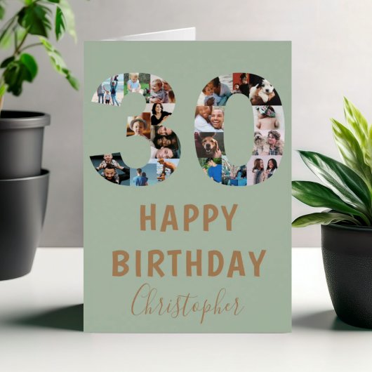 Modern Green 30. Happy Birthday Foto Collage