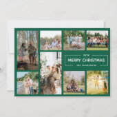 Modern Green 8 Foto Collage Frohe Weihnachten (Vorderseite)