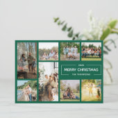 Modern Green 8 Foto Collage Frohe Weihnachten (Stehend Vorderseite)