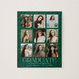 Modern Green 9 Foto Collage Abschluss Puzzle