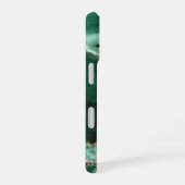 Modern Green Agate Gold Glitzer Script Monogram iPhone 16 Hülle (Rechte Seite)