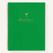 Modern Green and Gold Blank Cocktail Rezept Buch (Vorderseite)