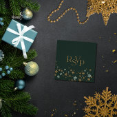 Modern Green and Gold Christmas QR Code RSVP Card Begleitkarte