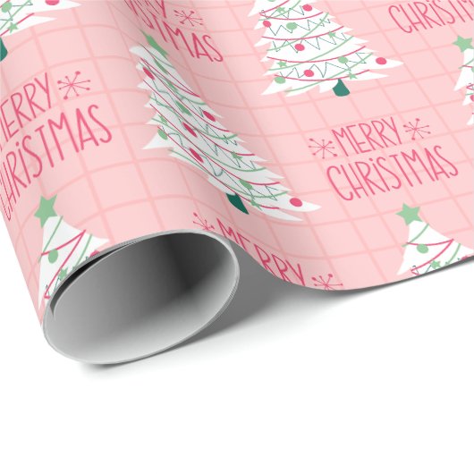 Modern Green and Pink Christmas Wrapping Paper Geschenkpapier (Rolleneckpunkt)