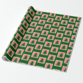 Modern Green and Pink Christmas Wrapping Paper Geschenkpapier (Ungerollt)