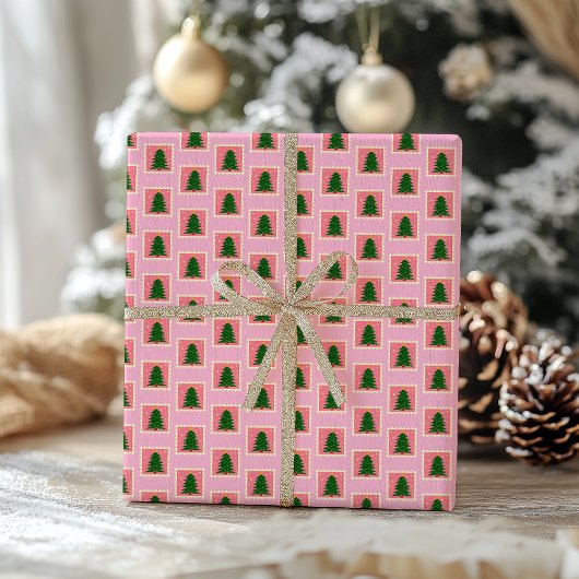 Modern Green and Pink Christmas Wrapping Paper Geschenkpapier