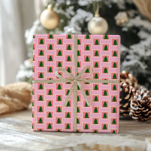 Modern Green and Pink Christmas Wrapping Paper Geschenkpapier
