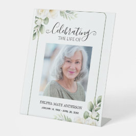 Modern Green and White Floral Pedestal Sign Sockelschild