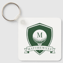 Modern Green and White Name Initial Monogram Golf Schlüsselanhänger