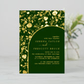 Modern Green Arch Wedding Real Foil Einladung (Stehend vorne)
