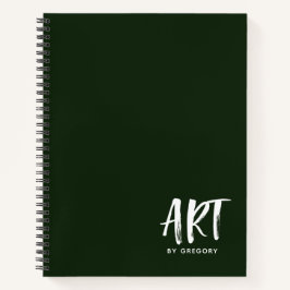 Modern Green Artist Sketchbook with Name Notebook Notizblock