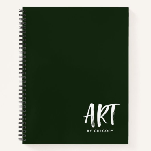 Modern Green Artist Sketchbook with Name Notebook Notizblock (Vorderseite)