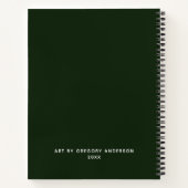 Modern Green Artist Sketchbook with Name Notebook Notizblock (Rückseite)