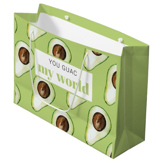 Modern Green Avocado Fusion Zitat Große Geschenktüte (Vorderseite Schrägansicht)
