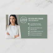 Modern Green Beruflich QR Code Foto Logo Visitenkarte (Vorderseite)