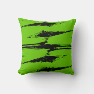 Modern Green Black Brush Stroke Paint Kissen