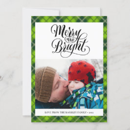 Modern Green Black Tartan Kariert Fun Script Einfa Feiertagskarte