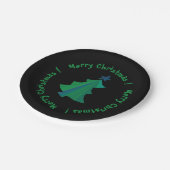 Modern Green Blue Christmas Tree Black Pappteller (Schrägansicht)