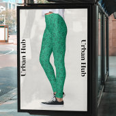 Modern Green Blue Cogs Muster Leggings