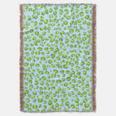 Modern Green Blue Leopard Animal Print Muster Decke (Vorderseite Vertikal)