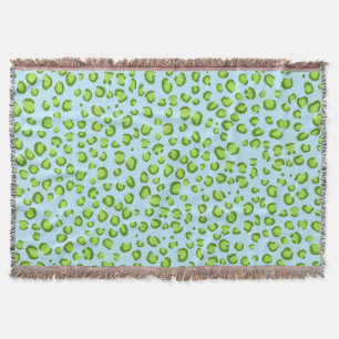 Modern Green Blue Leopard Animal Print Muster Decke