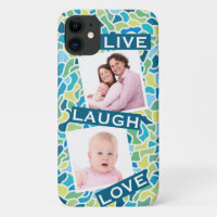 Modern Green Blue Mosaik Custom Foto Quote