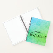 Modern Green Blue Ombre Glitzern Name Sketchbook Notizblock (Innenseite)