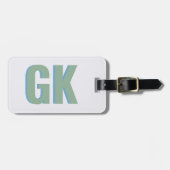 Modern Green Blue Shadow Monogram Gepäckanhänger (Vorderseite horizontal)