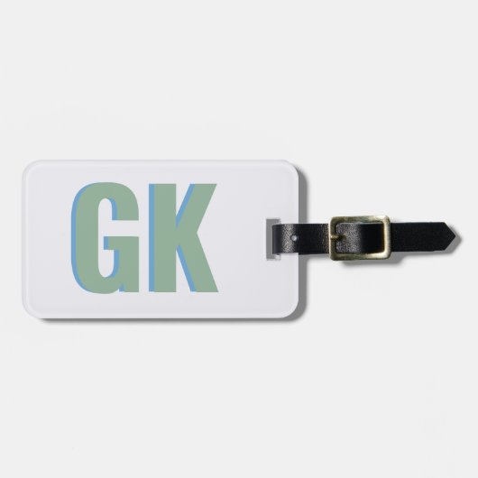 Modern Green Blue Shadow Monogram Gepäckanhänger (Vorderseite horizontal)