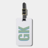 Modern Green Blue Shadow Monogram Gepäckanhänger (Vorderseite vertikal)