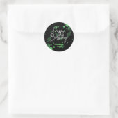 Modern Green Bokeh Gradient Black Happy Birthday Runder Aufkleber (Tasche)