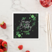 Modern Green Bokeh Gradient Black Happy Birthday Serviette (Beispiel)