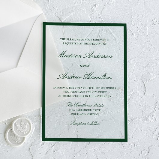 Modern Green Border Wedding Acryleinladungen