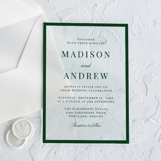Modern Green Border Wedding Acryleinladungen