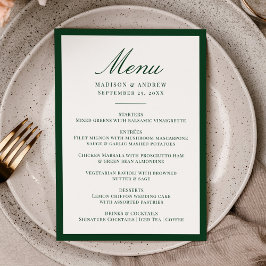 Modern Green Border Wedding Menükarte