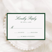 Modern Green Border Wedding RSVP Karte