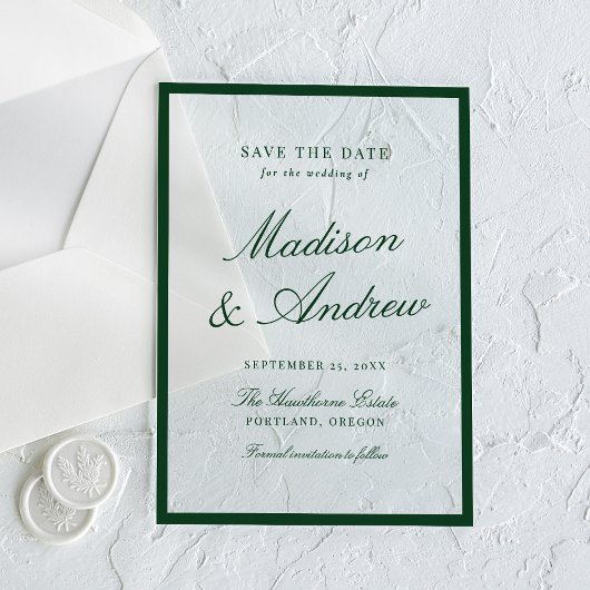 Modern Green Border Wedding Save the Date Acryleinladungen