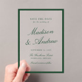 Modern Green Border Wedding Save the Date Acryleinladungen (Insitu (Handheld))