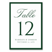 Modern Green Border Wedding Tischnummer (Rückseite)