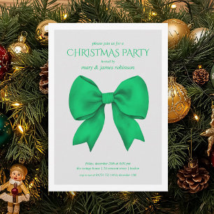 Modern Green Bow Weihnachtsfeier Einladung